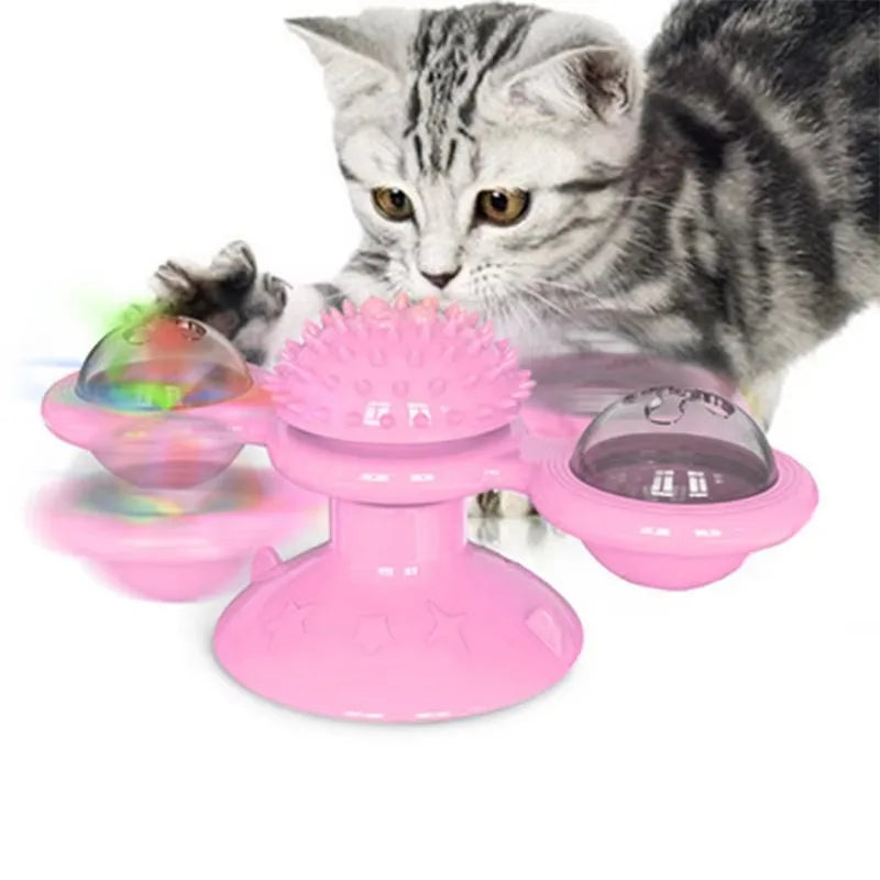 Windmill Cat Puzzle Toy with Spinning Treat Pods